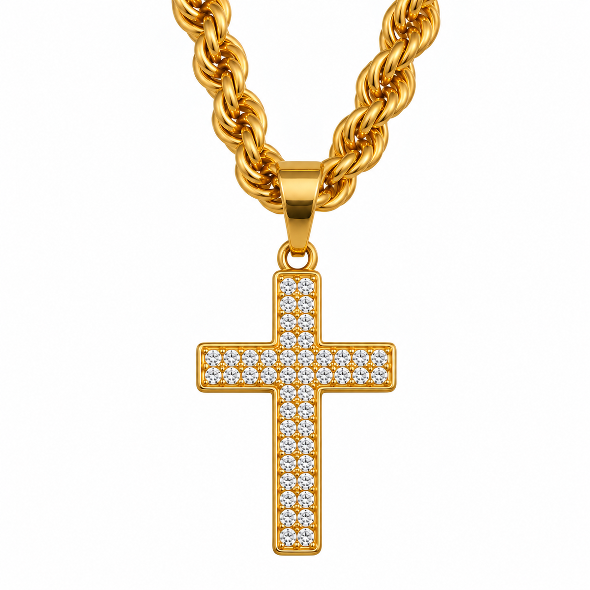 KRUIS KETTING (4MM) - GOUD