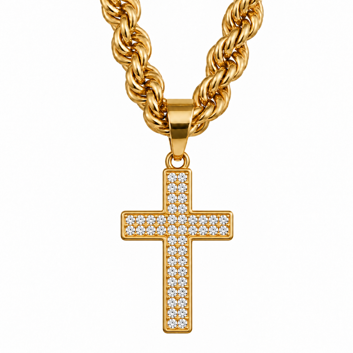 KRUIS KETTING (6MM) - GOUD