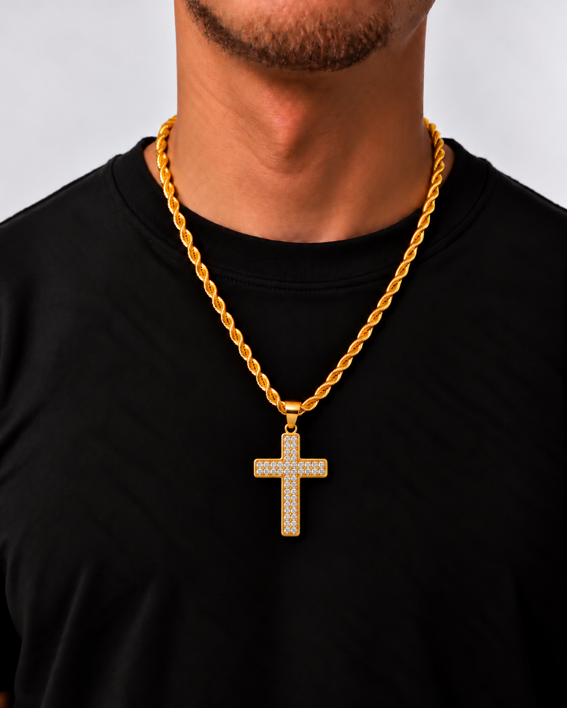 KRUIS KETTING (6MM) - GOUD