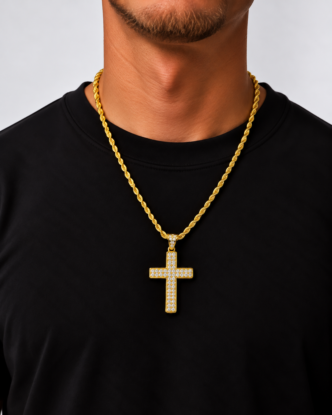 KRUIS KETTING (4MM) - GOUD