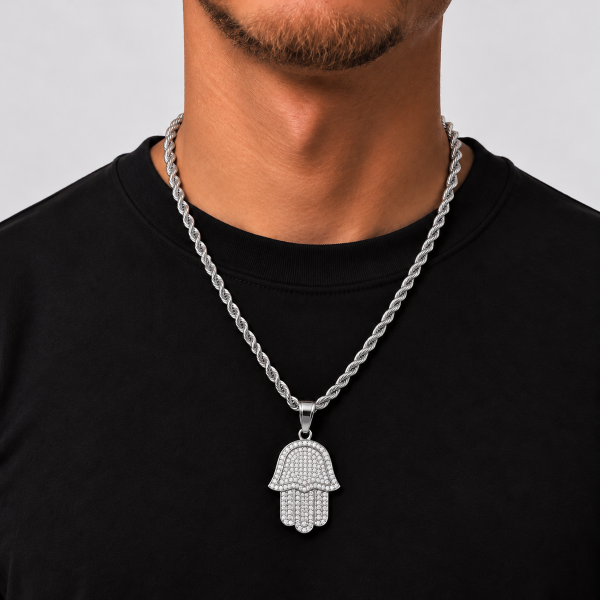 FATIMA HAND KETTING 4MM - ZILVER