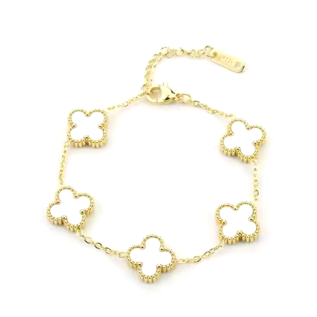 KLAVER ARMBAND. - GOUD WIT