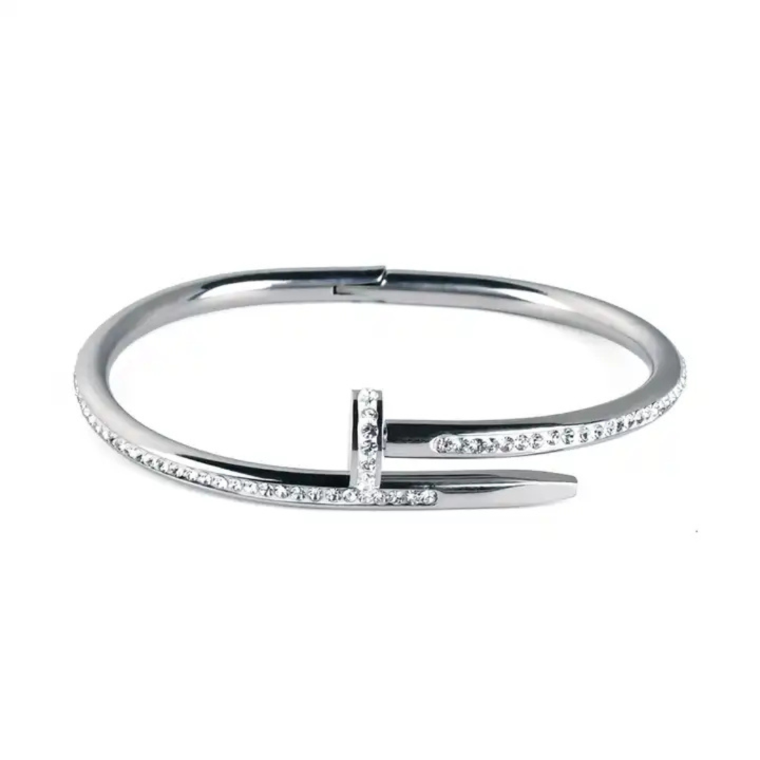 ICED SPIJKER ARMBAND. - ZILVER